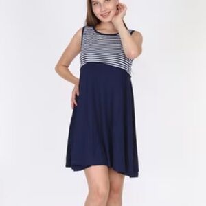 Luvmabelly maternity nursing navy/white sleeveless dress size S.